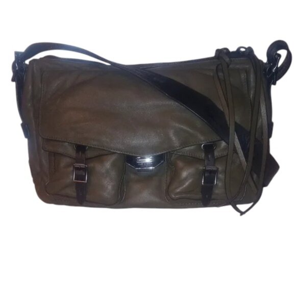 rag & bone Olive Green Leather Messenger Bag